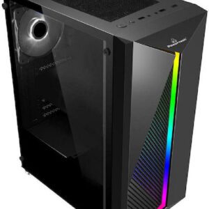 Powertech PT-848 Gaming Midi Tower Κουτί Υπολογιστή με Πλαϊνό Παράθυρο και RGB Φωτισμό Μαύρο, με PSU ΤΡΟΦΟΔΟΤΙΚΟ 500W