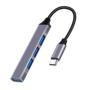 Powertech USB 3.2 Hub 4 Θυρών Type A με σύνδεση USB-C Γκρι pt-1113