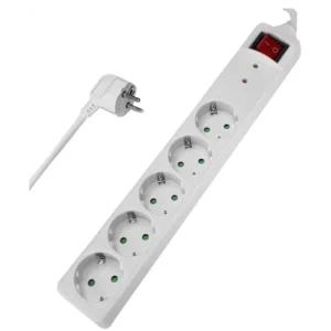 POWERTECH ΠΟΛΥΜΠΡΙΖΟ ΑΣΦΑΛΕΙΑΣ 5 ΘΕΣΕΩΝ ΜΕ ΔΙΑΚΟΠΤΗ & ΚΑΛΩΔΙΟ 3m-PT-882